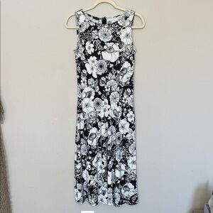 Talbots Black and White Floral Maxi Dress